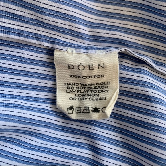 Doen Jora Cotton Poplin Oversized Button Shirt Mini Dress Blue Montauk Stripe - Picture 10 of 13